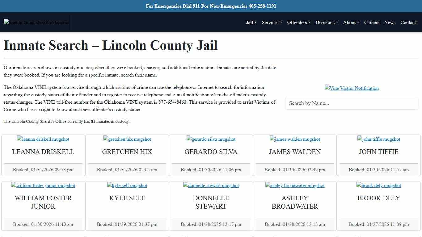 Inmate Search Lincoln County Sheriff's Office